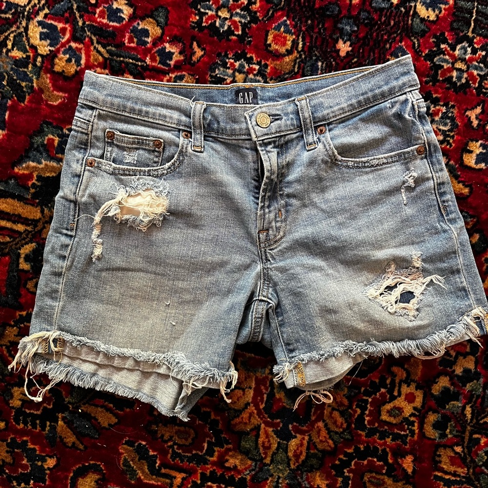 Gap denim shorts ~ raw edge, cuffed
